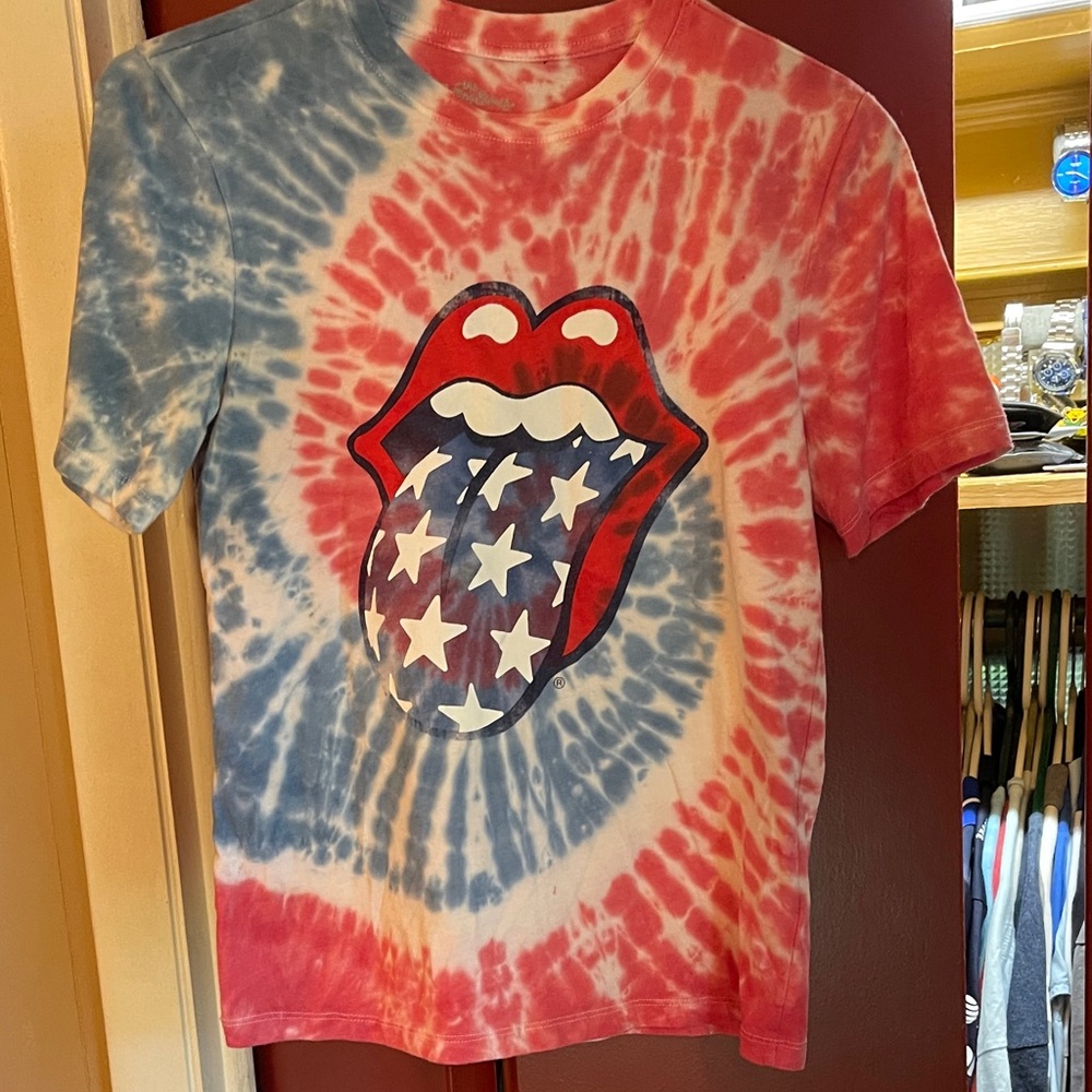 The Rolling Stones Red and Blue Tie-Dye Kids T-Shirt